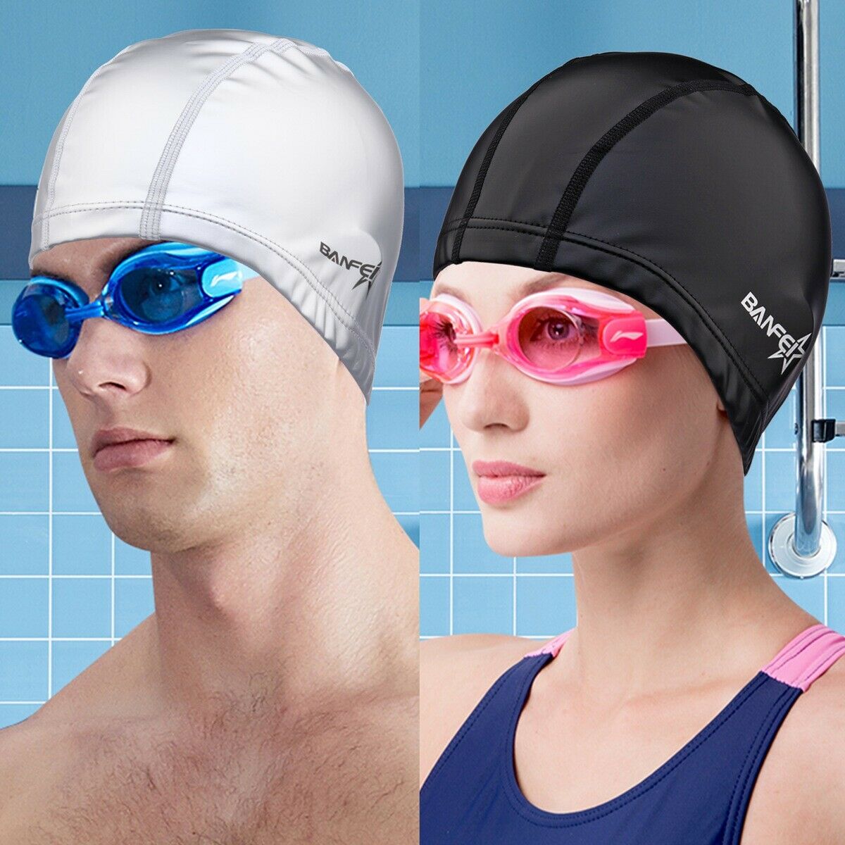 Silicone Swim Pool Hat Elastic Swimming Bath Caps Ear Hair