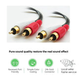 24K Gold-Plated 2RCA Male Stereo Audio Cable Bare Copper Conductors For Speaker