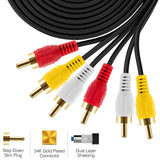 3RCA to 3RCA Cable Copper Shell Heavy Duty Stereo Audio Cable Fr TV AV Amplifier