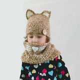 Cold-resistant Knitted Hat Beanie Slouchy Skull Cap+Warm Scarf for Boys Girls