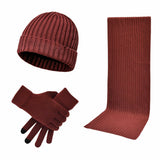Women’s Men's Knitted Long Scarf Beanie Hat Gloves Set for Winter Daily Wear