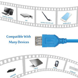USB Extension Cable USB 3.0 Male to Female Data Sync Extender Cable Blue