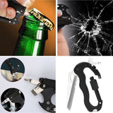 Stainless Steel Aluminum Tool Carabiner with Knife+Screwdriver+Bottle Opener