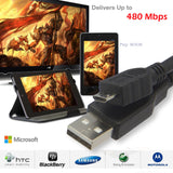 USB 2.0-Micro-USB to USB Cable High-Speed A Male to Micro B w/Cores