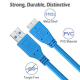 USB 3.0 Type A Male to Micro B Cord Cable for Galaxy S5, Note 3, Camera, Hard Drive Samsung