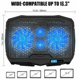 12"-16" Laptop Cooling Pad Stand with 4 Cooling Fans at 1400 RPM & LCD Screen