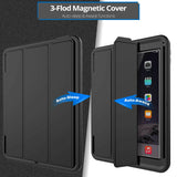 Ipad Mini 4 5 Flip Triple Layers Smart Hybrid Tough Armor Case Screen Protector-Black