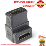 HDMI Adapter Female to Female Right Angle 90 Degree HDMI Coupler